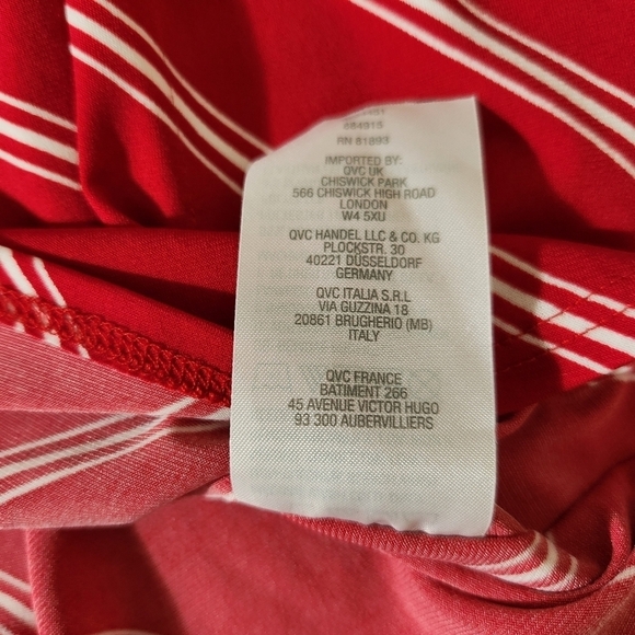 Susan Graver Women Oversized Flare Sleeve Red Striped V-Neck Blouse SZ XL Casual - Picture 14 of 15